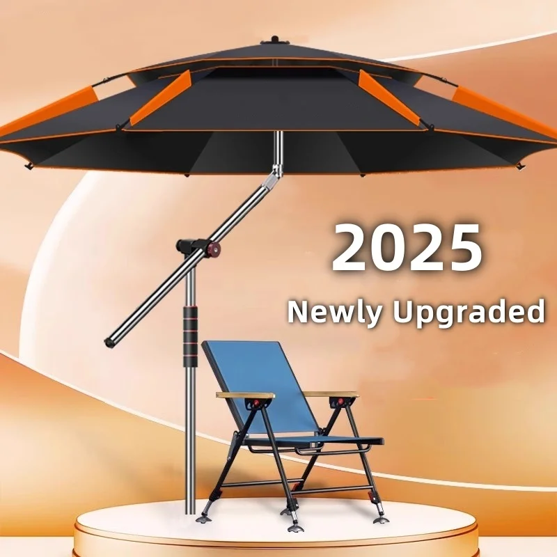 2.0-2.6M Fishing Umbrella Upgraded Stainless Steel Mechanical Adjustment Sunshade Large Beach Umbrella fold parasol