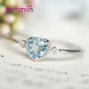 Authentic 100% 925 Sterling Silver Ring Light Blue Love Heart Romantic Finger Ring for Women Wedding Gift For Mother/Wife 4