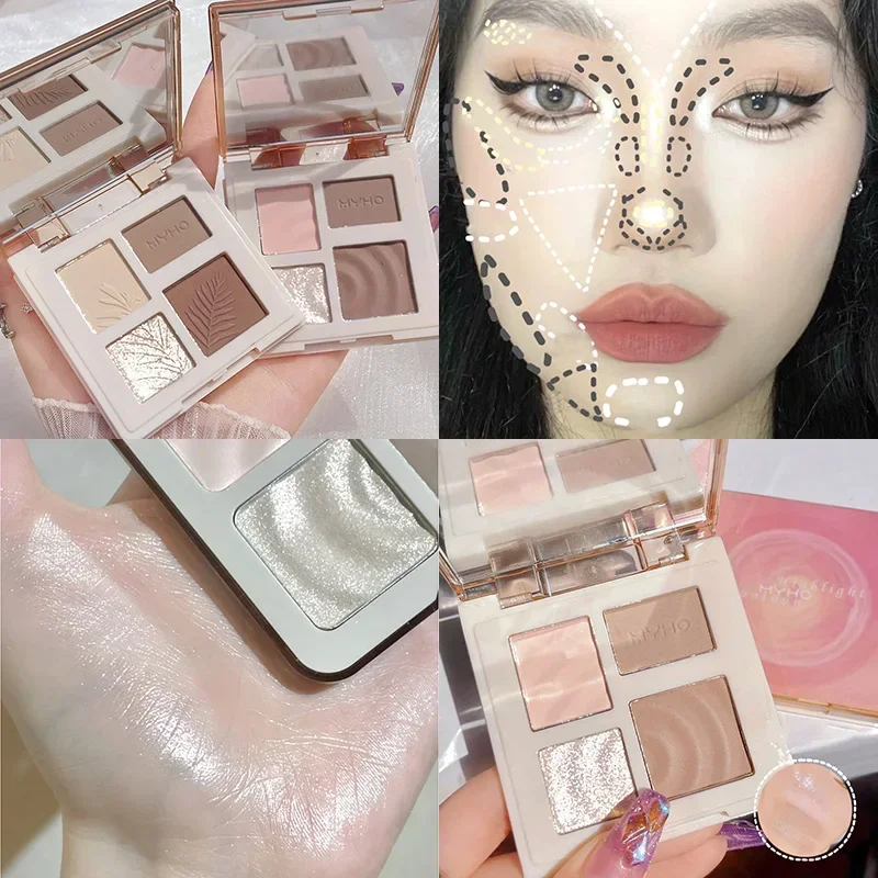 Matte Highlighter Bronzers Palette 4 Colors Long-Lasting Face Shading Contouring Grooming Powder Makeup face powder face highlighter face bronzer makeup palette contour palette