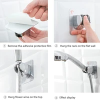 Adjustable Shower Head Holder Self-adhesive Handheld Drill-free Showerhead Rack Punch-free Chrome Bathroom Wall Mount Bracket 5