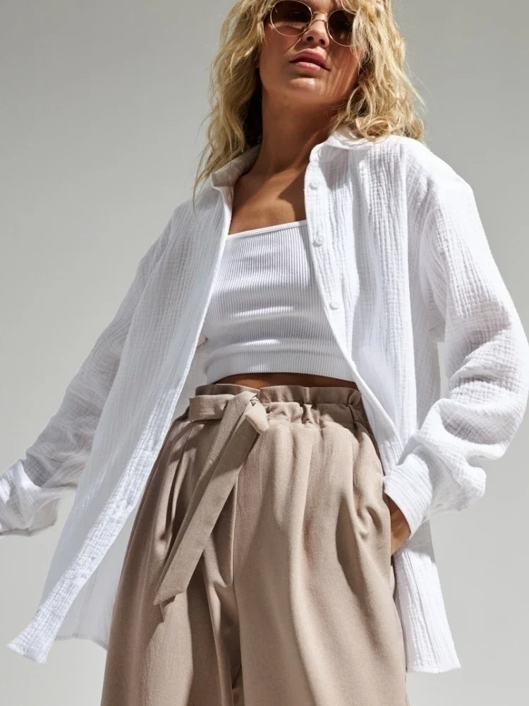 Camisa Feminina de Algodão Texturizada