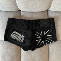 Hip hop mode vêtements de rue impression graphique style femmes shorts noirs ins y2k goth slim denim shorts 2