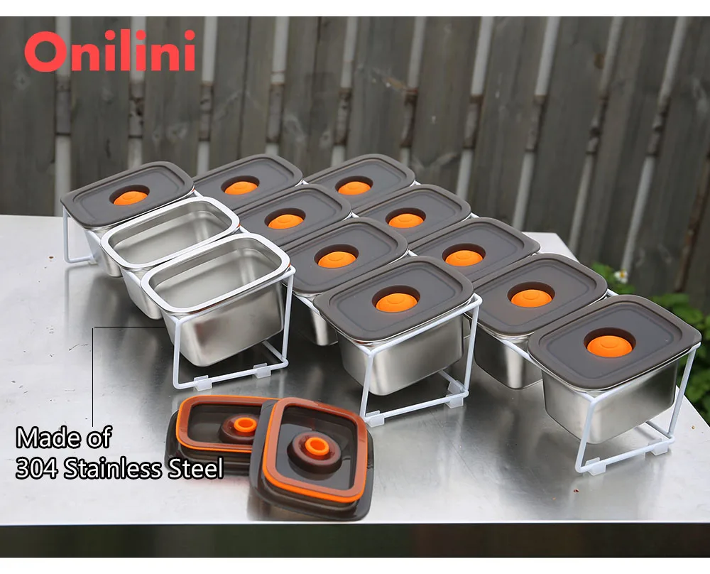 Onilini Pizza Condiment Container Pizza Ingredients Containers Fruits Cheese Sauce Spice Stainless Steel Topping Station