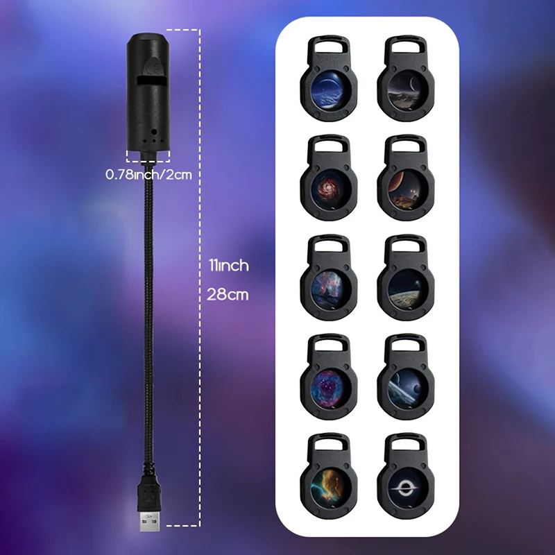 [신제품] 새로운 LED 갤럭시 프로젝션 라이트 1등+10개 사진 변경, LED 갤럭시 프로젝터, 별이 빛나는 하늘 조명 야간 조명