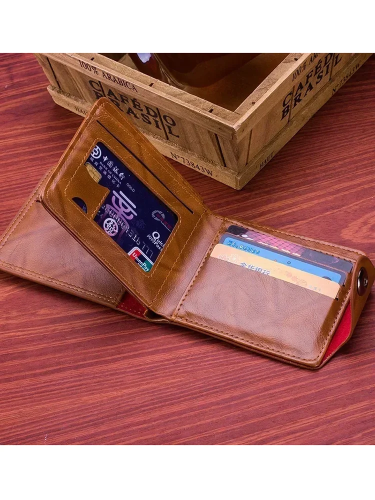 Mens Leather Wallet - 100 Dollar Pattern Zipper Coin Pocket Card Holder