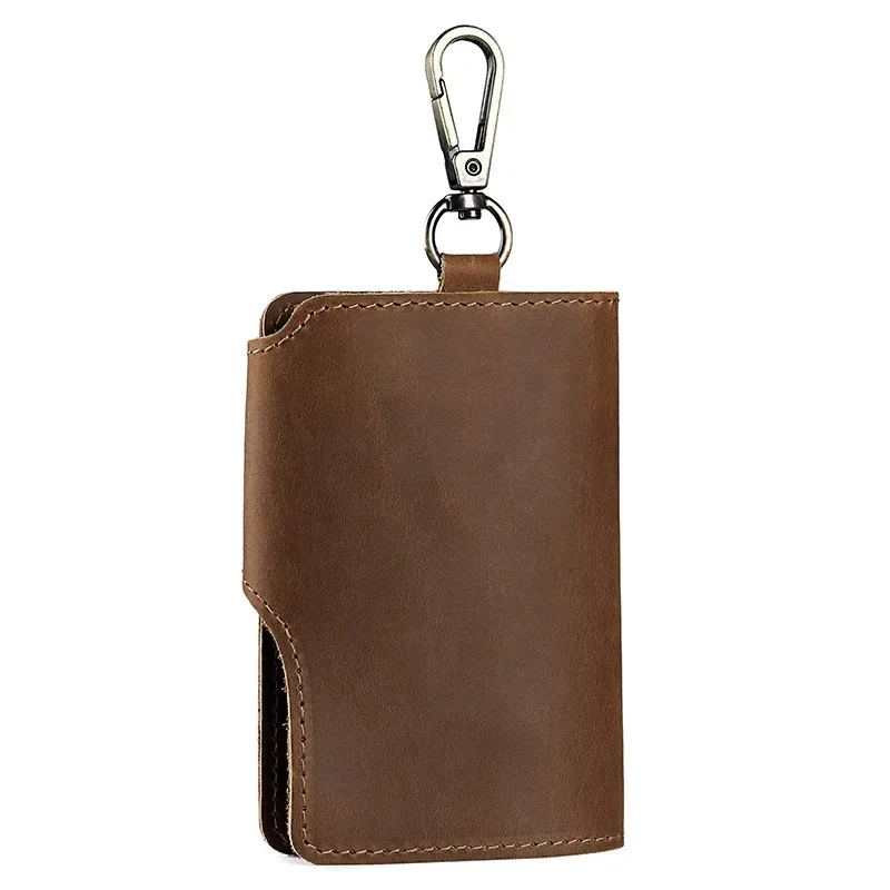 Luxury Leather Key Holder with Card Slot and Integrated Lock Storage
