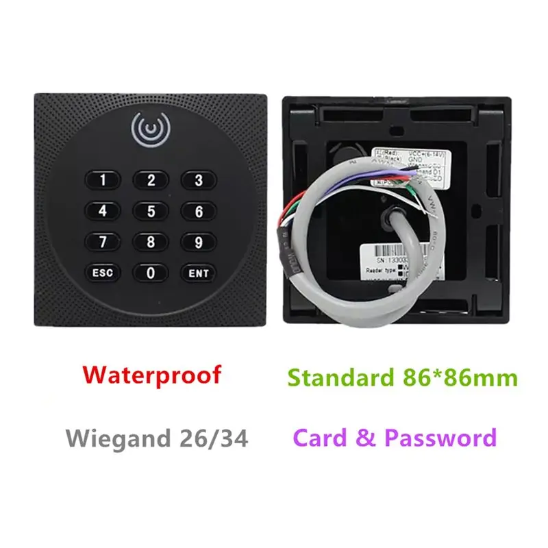 24시간 배송 4X KR602M Wiegand 34/26 비트 RFID 리더 13.56Mhz Mi 리더(액세스 제어용) 키보드 LED가 있는 카드 지원