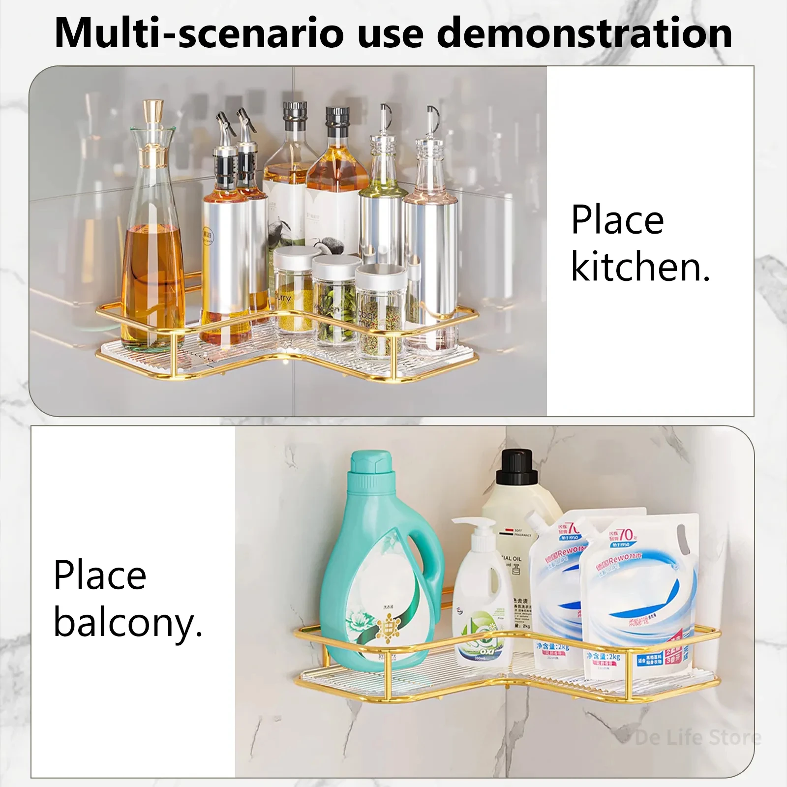 Luxury Acrylic Bathroom Shelf without Drilling Corner Shelf For Shower Kitchen Toilet Skincare Organizer Bathroom Accessories 2