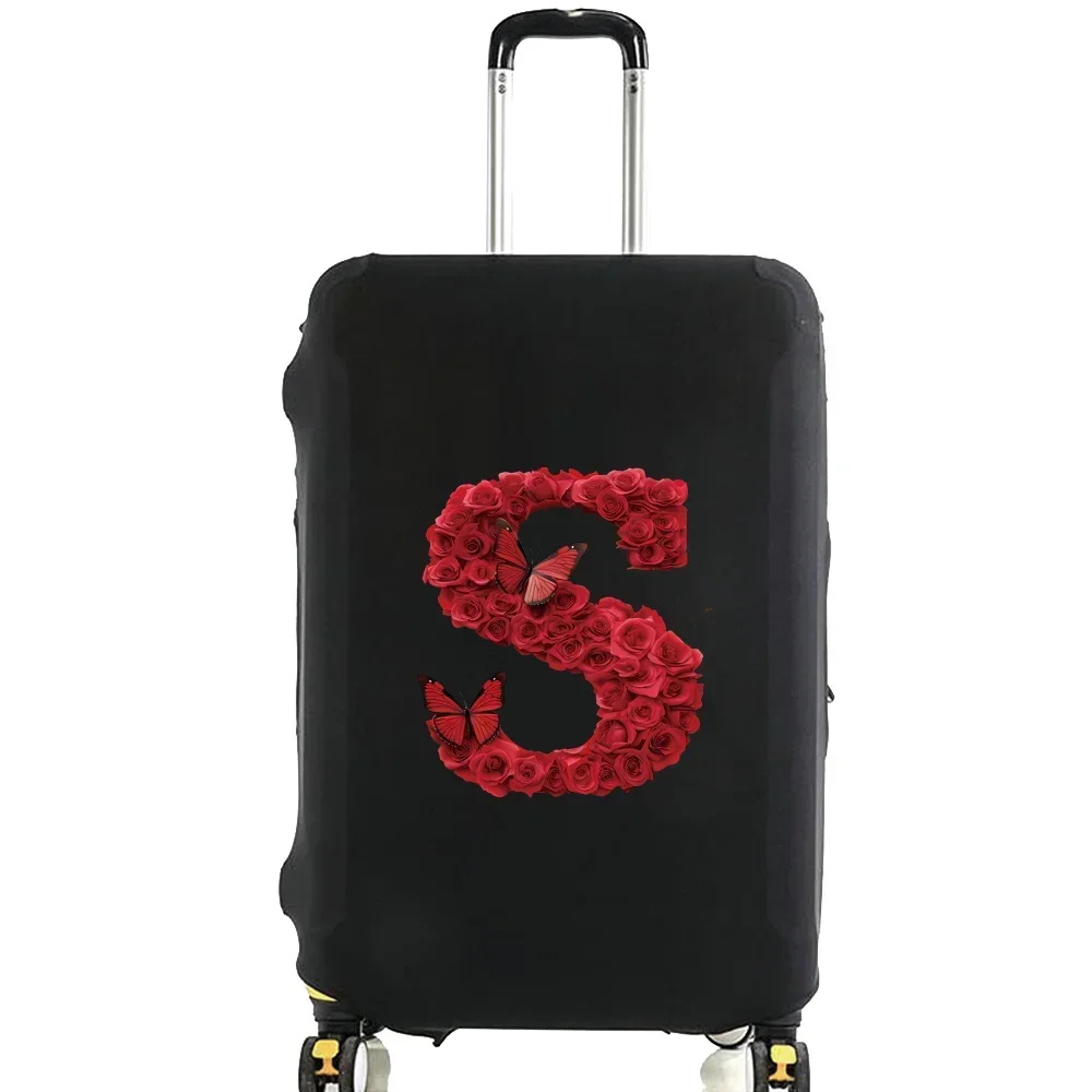 Stretch Fabric Luggage Protective Cover Dust Cover Anti-Scratch Suitcase Covers Suit for 18-32 Inch Red Rose Letter Pattern luggage cover
