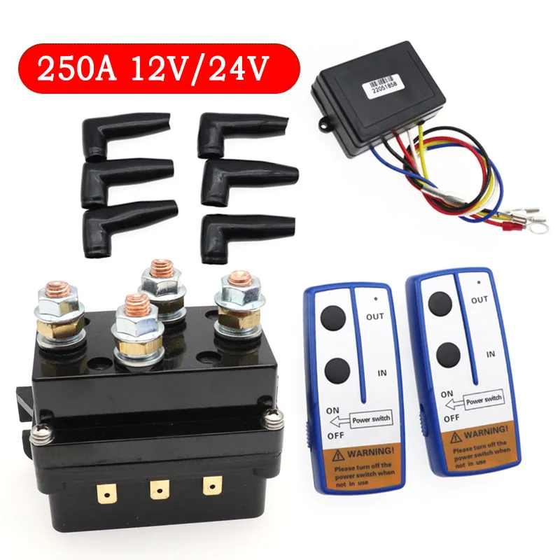 12V/24V 250A Winch Remote Contactor Winch Control Solenoid Relay Twin