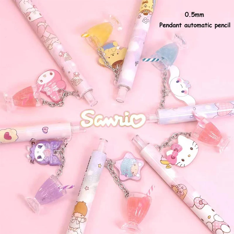 36pcs Cartoon Sanrio Pendant Automatic Pencil Student Cute Automatic Pencil No Sharpening Pencil Student Writing Stationery