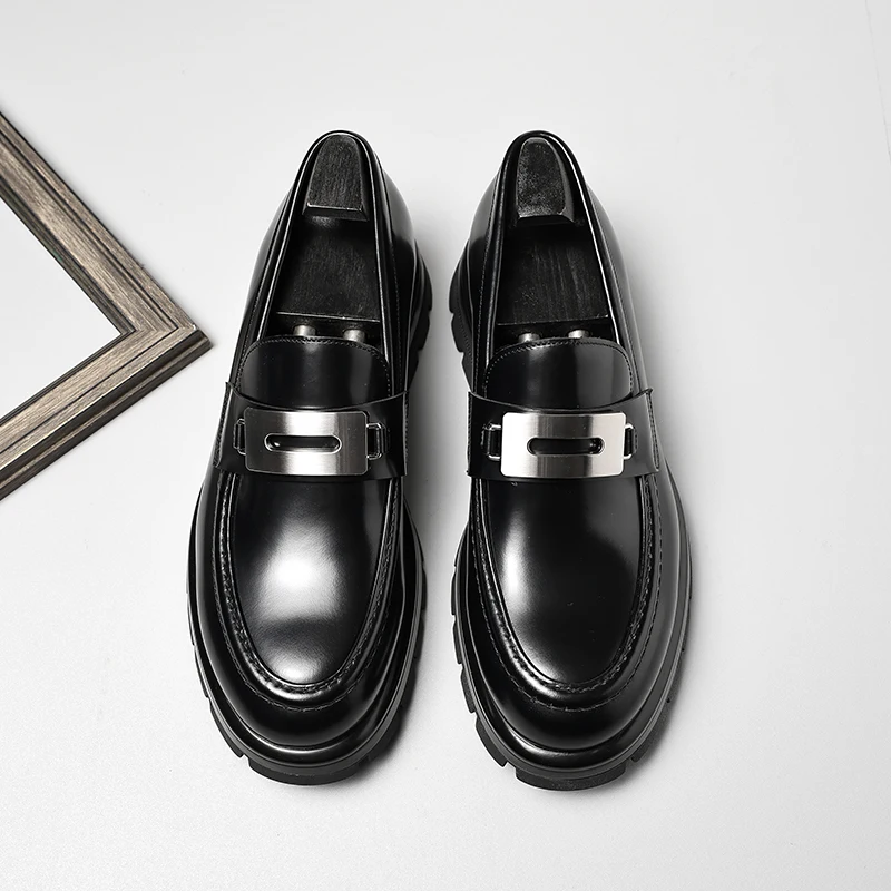Leather shoes man, suit foot, formal marriage, upscale, handmade, round head, height, work wear