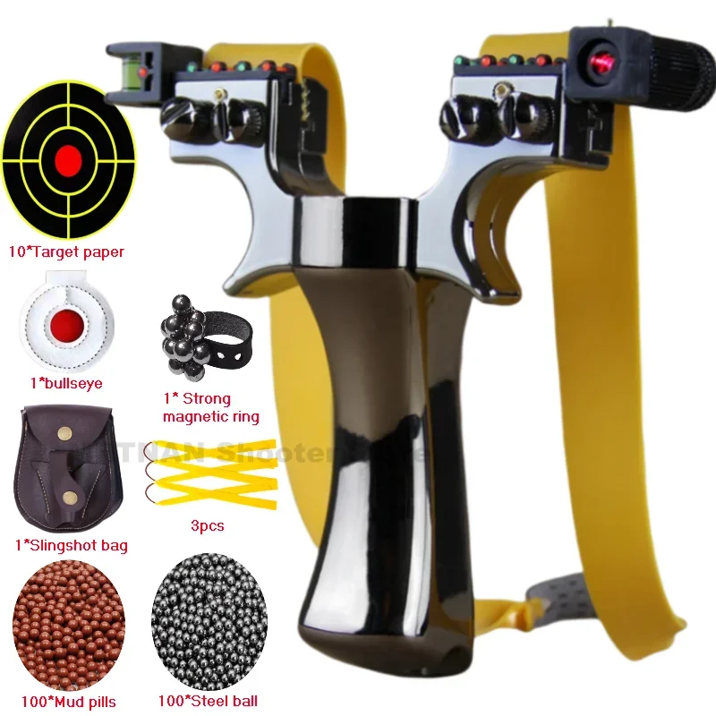 Laser Slingshot Upgrade Outdoor Shooting Catapult Double Screw Quick Pressure Rubber Band Hunting Toy