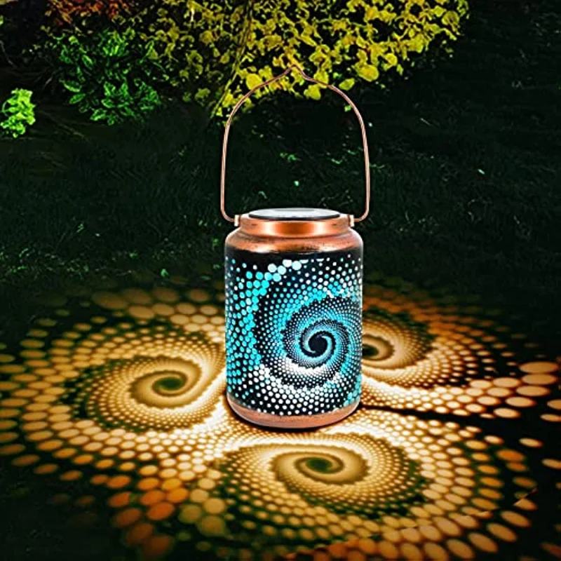 Solar Outdoor Lanterns Hanging Bohemian Waterproof Garden Lights Metal  Dragonfly Table lamps LED Lantern for Garden Patio Yard