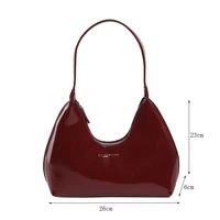 Sac à bandoulière en cuir verni pour femmes, marque de luxe, fourre-tout de bonne qualité, sac à aisselles étanche, couleur unie, sac à main pour femmes 2