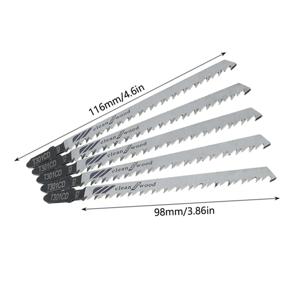T301CD Jigsaw Blade Set 5Pcs High Carbon Steel Reciprocating Saw Blade For Sheet Panels Wood Plastic Metal Cutting Woodworking