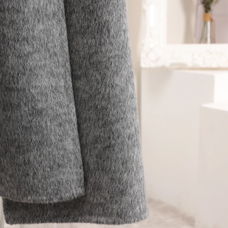 LANMREM Grey Stand Collar Double-faced Woolen Coat for Women Korean Trendy Loose Bandage Design Autumn Winter Overcoat CPG4196 - Image 6