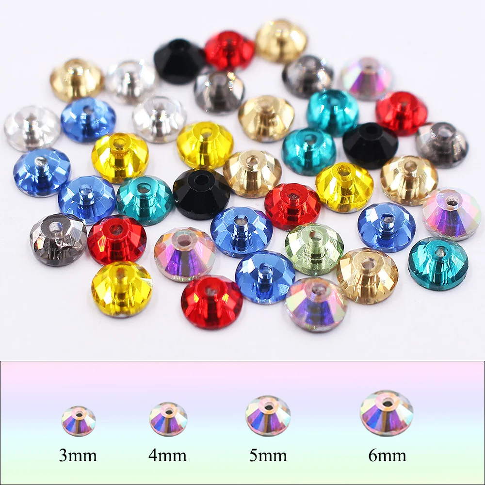 3mm-6mm Sew On Rhinestones Flatback Crystals Strass Trim Fabric Glass Beads Stones Crafts Accessories