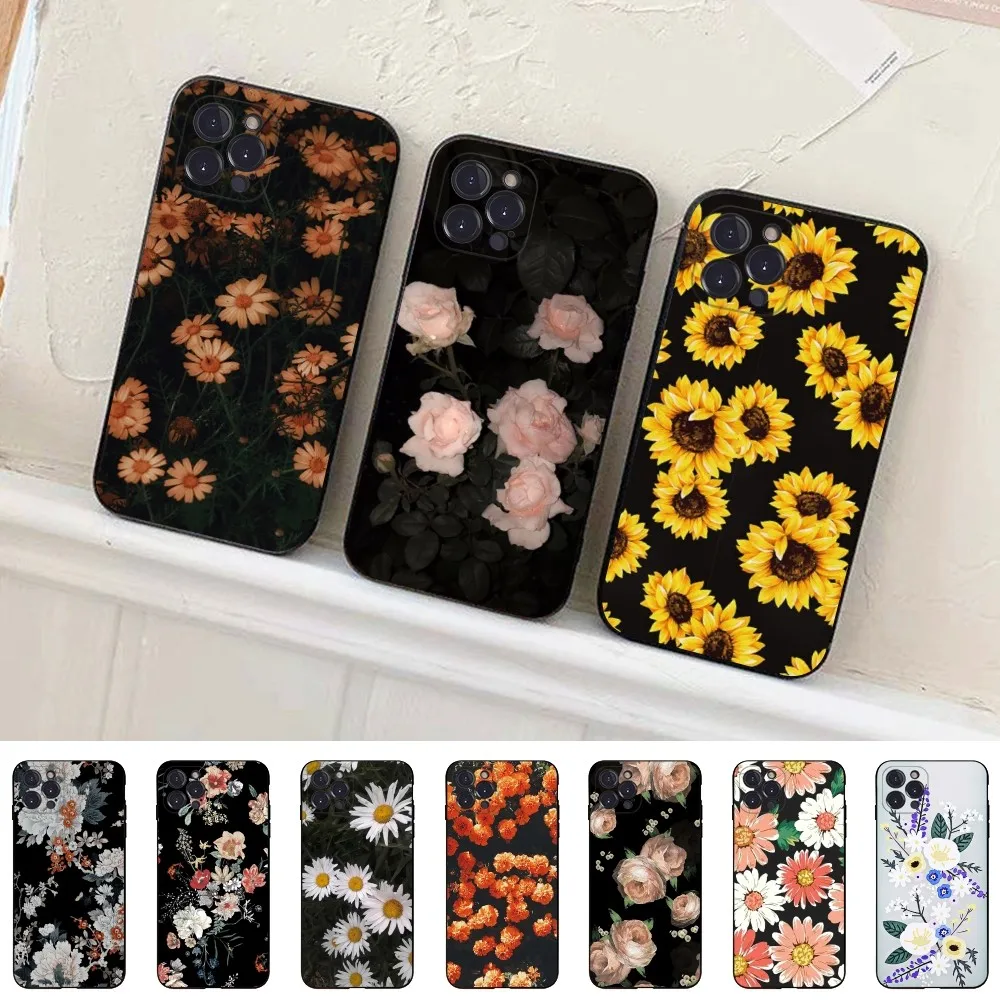 Sunflower Chrysanthemum Phone Case Silicone Soft for iphone 15 14 13 12 11 Pro Mini XS MAX 8 7 6 Plus X XS XR Cover image