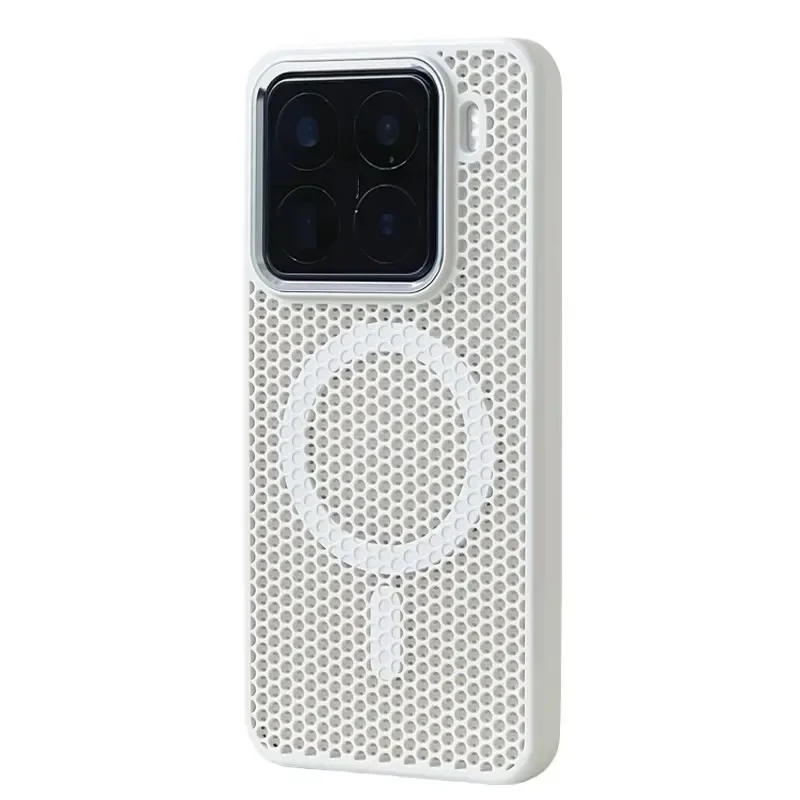 Magnetic Alloy Lens Wireless Charging Phone Case with Honeycomb Mesh Cooling Design