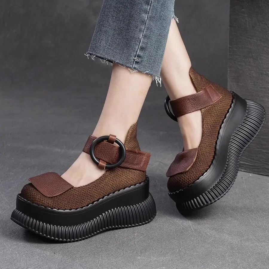 

Thick Bottom Muffin Increase Round Head Fashion All Comfortable Non-slip Breathable Sports Wear-resistant Women's Single Shoes