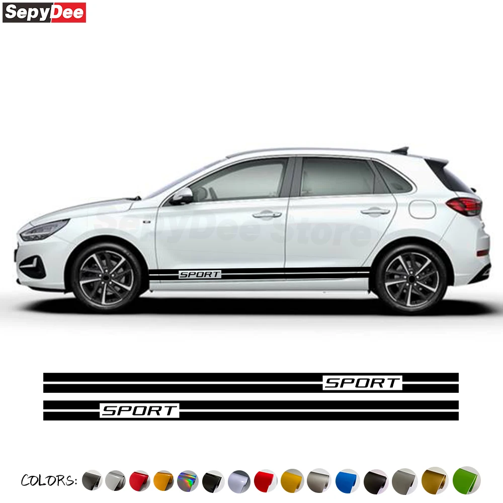 

Car Door Side Stripes Skirt Sticker Racing Sport Body Vinyl Decal For For Hyundai i30 i30 N Line 1.4 1.6 CRDI TURBO Accessories