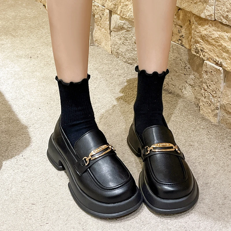 

Women Loafers Flats Platform Mary Janes Shoes 2024 Spring Dress Elegant Office Shoes Designer Luxury Walking Zapatillas De Mujer