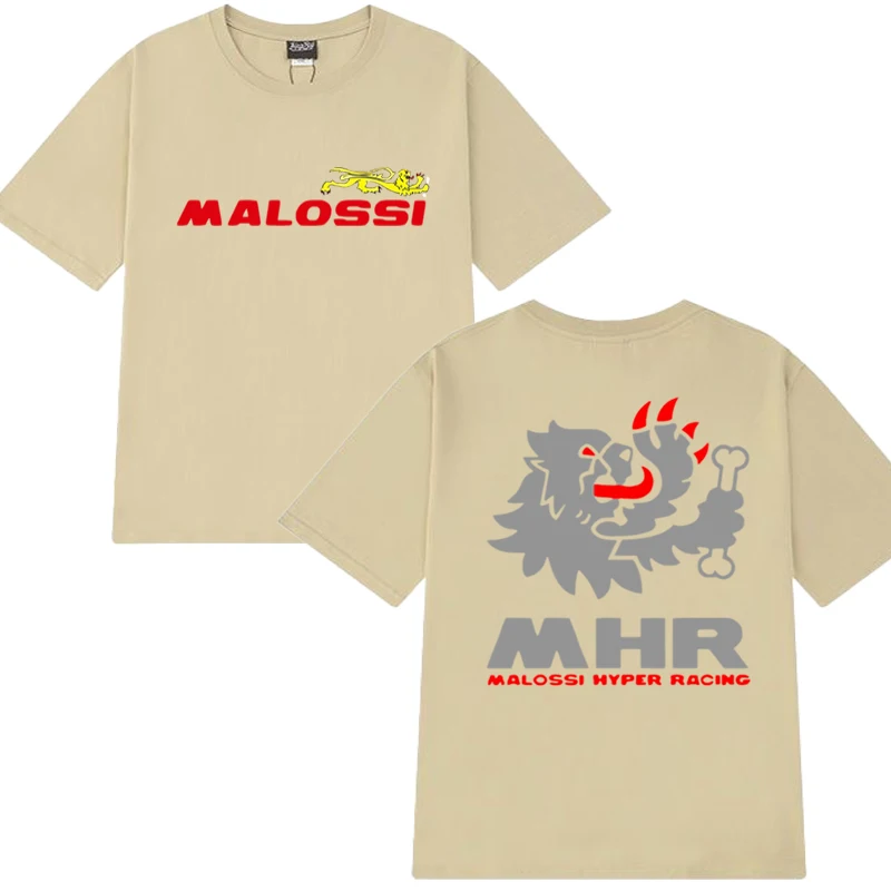 2025 New in Malossi Theme Double Sided printed short sleeve T-shirts Men Women harajuku Oversized T shirt UniCotton