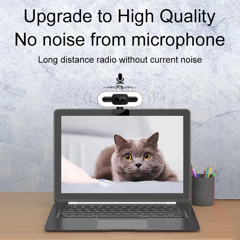 PC Webcam Portable 4K Webcam PC Laptop 2K 1080P Webcam Live Streaming Flexible Full HD Web Camera For Computer With Microphone With Light