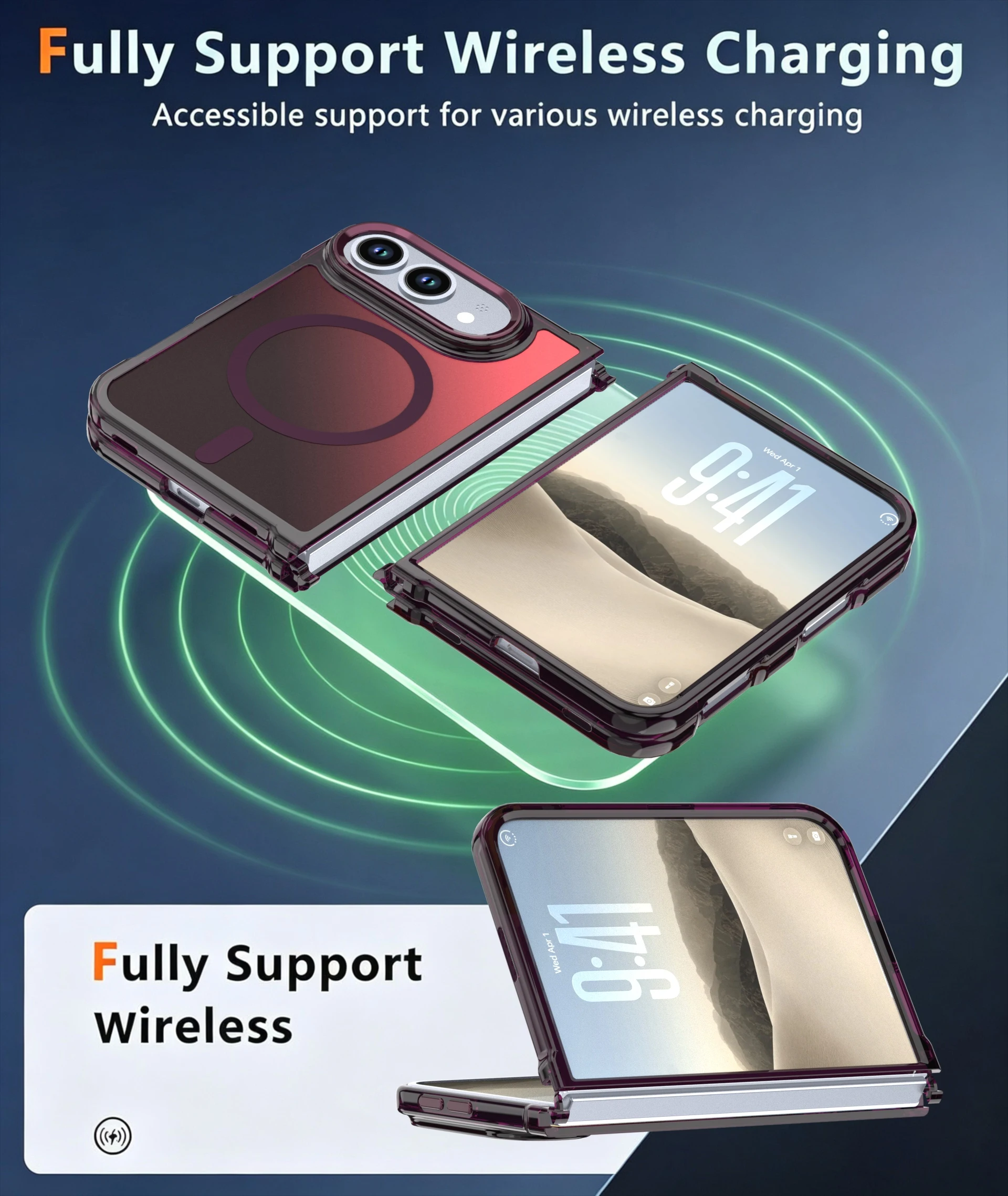 Sleek Magnetic Fold Matte Phone Case - Ultra Slim, Wireless Charging Compatible, Shockproof Full-Body Protection