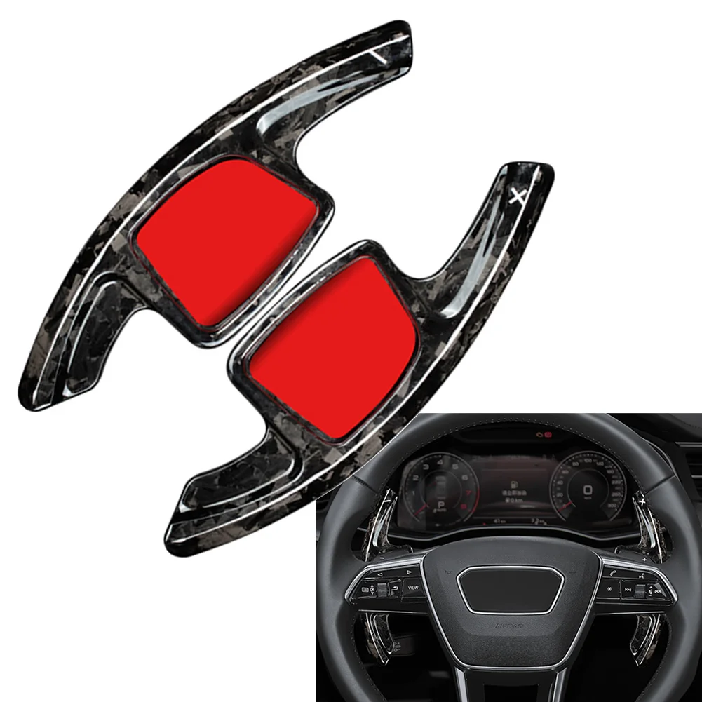 

1Pair Forged Carbon Fiber Car Steering Wheel Paddle Shifter Extension For Audi A7 A6 C8 2019-2021 & A4 B9 S4 A5 2020-2021