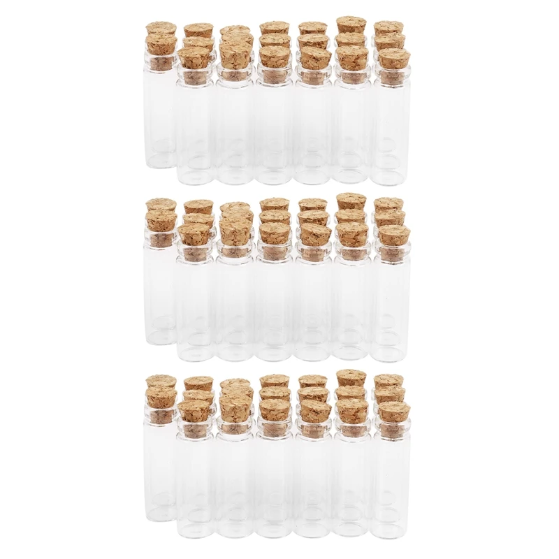 

60Pcs 11X32mm Tiny Mini Empty Clear Cork Glass Bottles Vials 2Ml