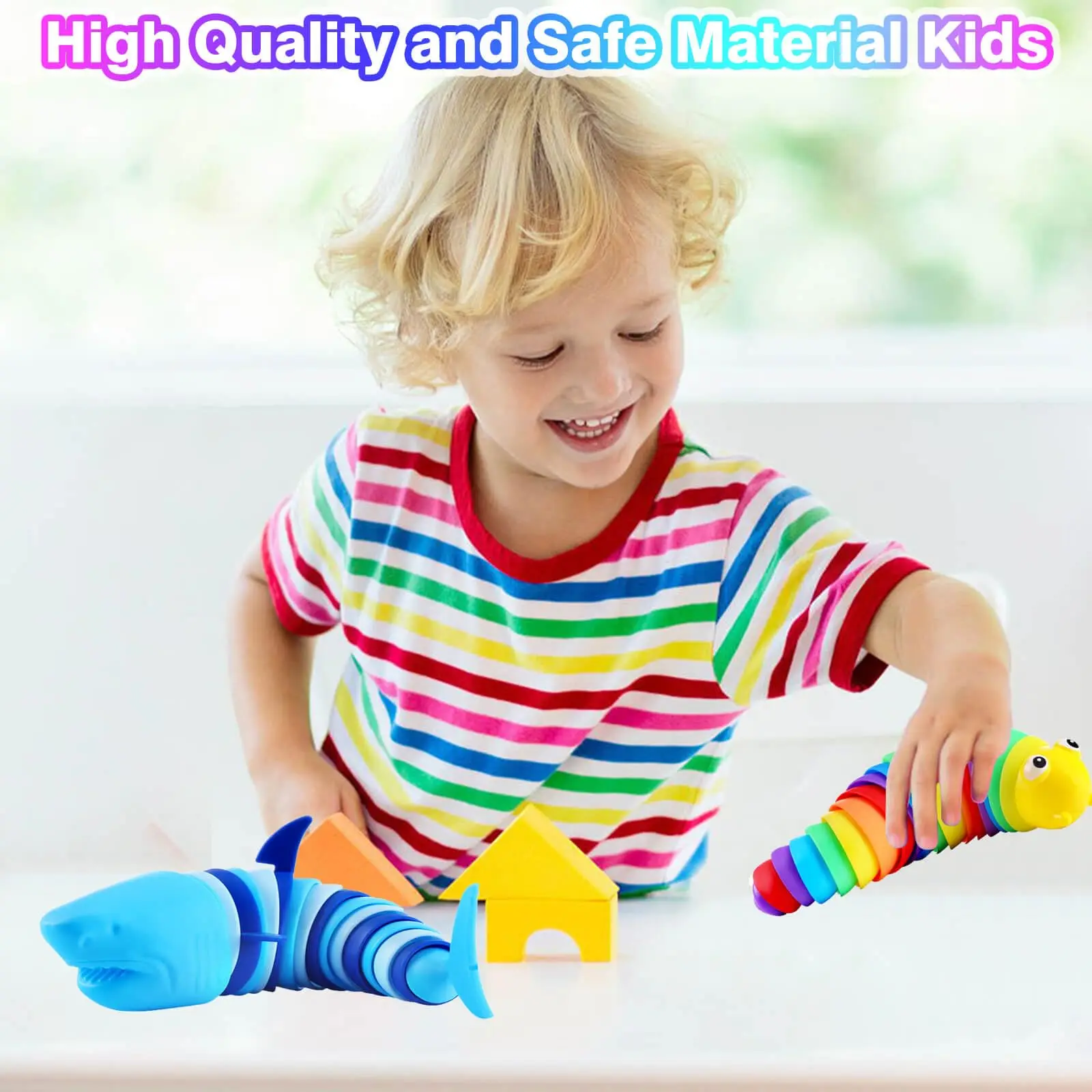 New and unique stress relieving toy snot caterpillar+shark 2pcs stress relieving toy twist music venting tool 3