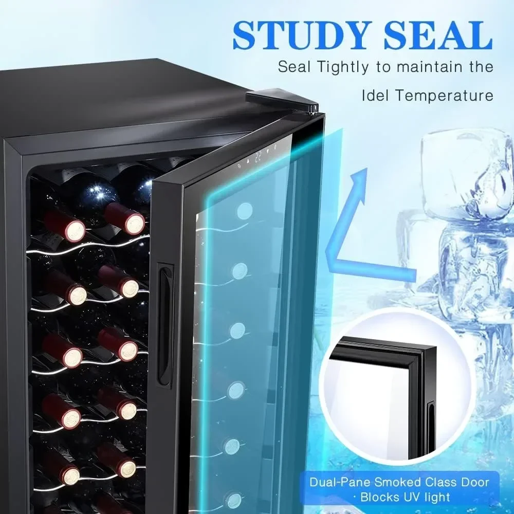 28 Bottle Compressor Wine Refrigerator, Small Freestanding Wine Fridge for Red, White and Champagne