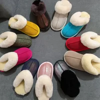 Natural shearing fur slippers Australian sheepskin and fur integrated slippers for men and women's home, large size anti slip