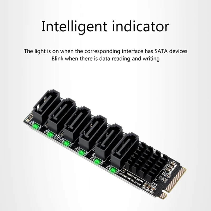SATA Aadapter M.2 M KEY To 6-Port SATA3.0 6Gpbs Expansion Card