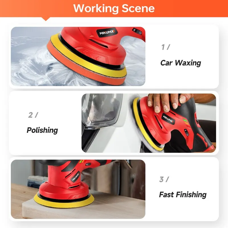 Car Polisher Cordless Car Polisher MINUMX Cordless Car Polisher 12V Wireless Car Polishing Machine 6 Gears Electric Polish Machines Adjustment Speeds Power Tools