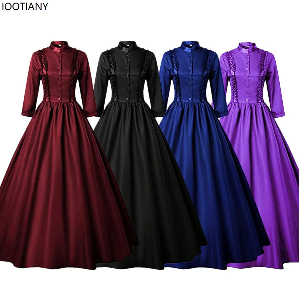 Berimaterry Abiti gotici da donna UK Retro Vintage Court Masquerade Dress Rococò Barocco Maria Antonietta Abiti da ballo medievale vintage tea party Prom Dress Costumi vittoriani, Nero , S