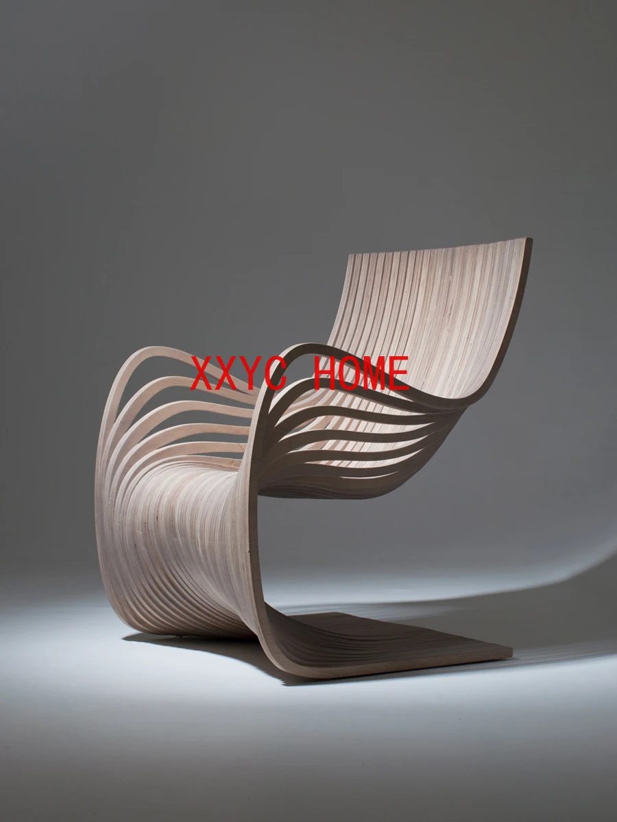 

Nordic minimalist lounge chair Italian solid wood back chair creative chaise longue