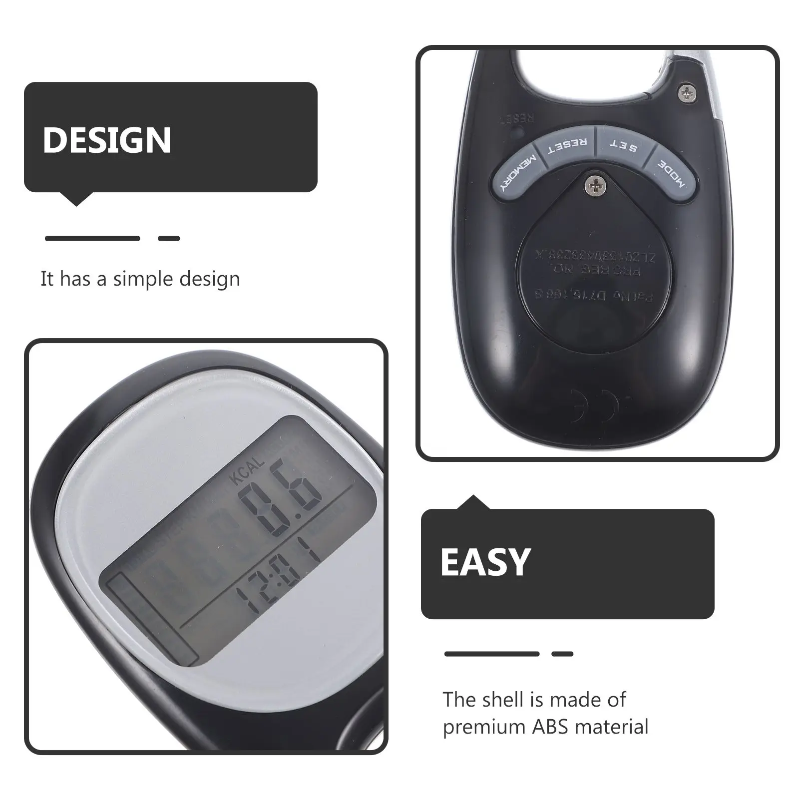 1Pc White Abs Pedometer Outdoor Step Counter Portable Digital Walking Tracker Calorie Counter Fitness Accessory Sports Gadgets
