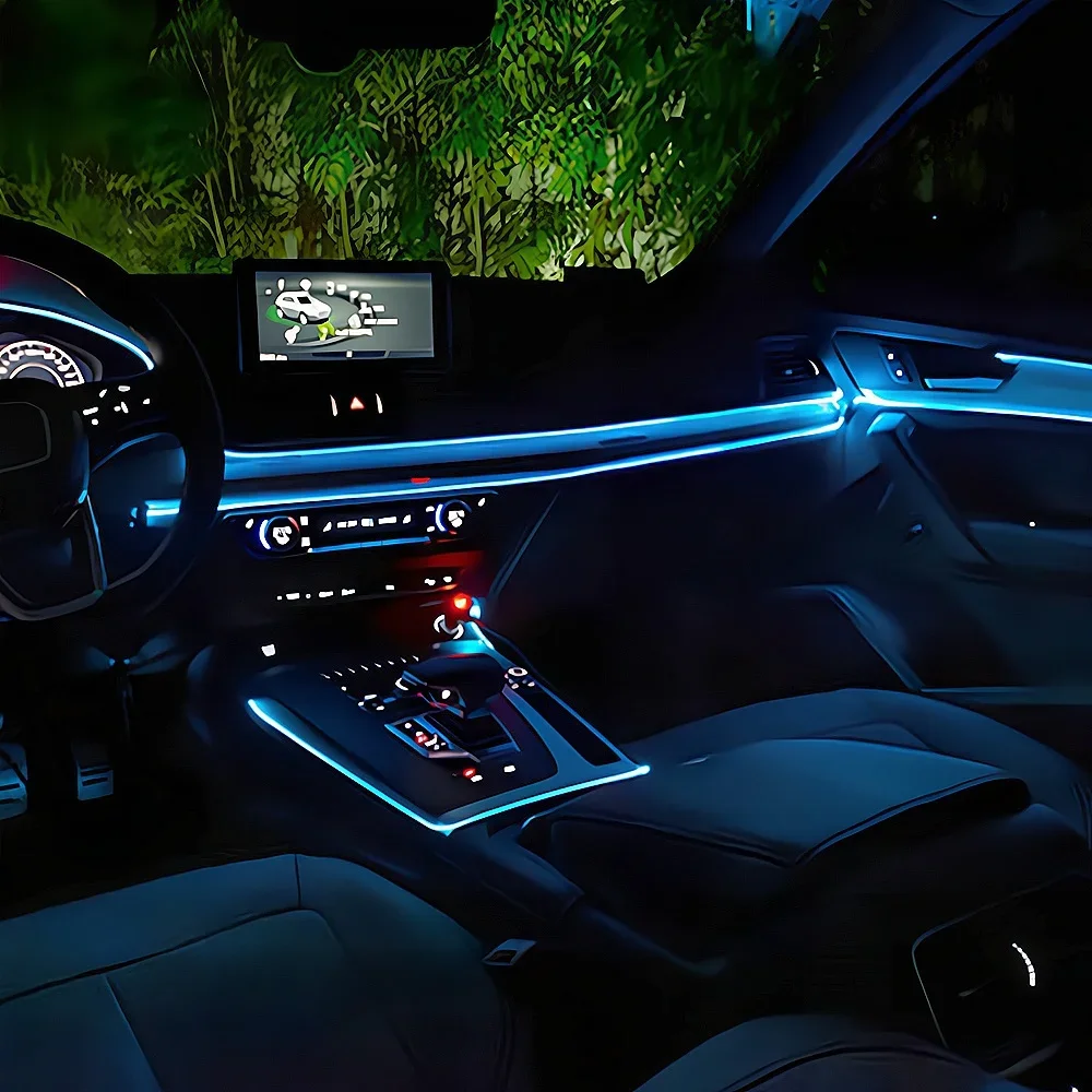 Car Interior Fittings Door Strip Led Atmosphere USB Line Lamp Decorative Light Ambient Dashboard Reading Rope Flexible 12V Blue led car lights led lights led atmosphere lamp led car decorative lights led car decoration lamp car ambient lights led atmosphere lighting led interior lights car interior lamp