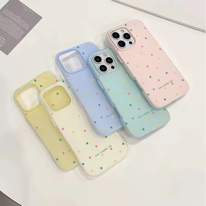 Vibrant Candy Color Jelly Phone Case with Colorful Dots Design