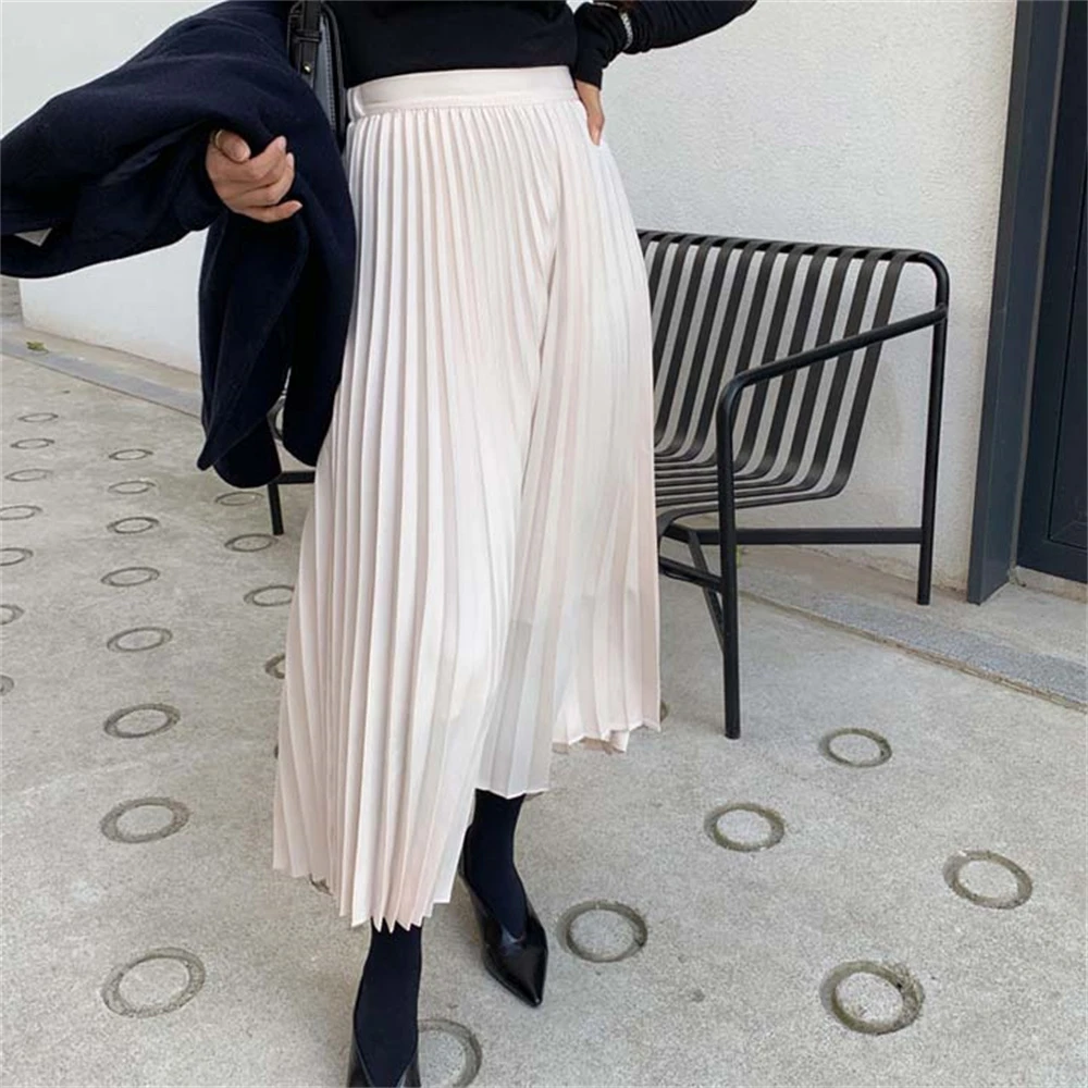 Hzirip Stylish Hot OL Femme Prom High Waist Pleated Skirts A-Line Autumn 2021 New Streetwear All Match Elegant Women Skirt sequin skirt