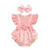 Baby Girl Clothes 3 6 9 12 18 Months Newborn Ruffle Butt  Romper Daisy Overalls Jumpsuit Summer Outfit 5