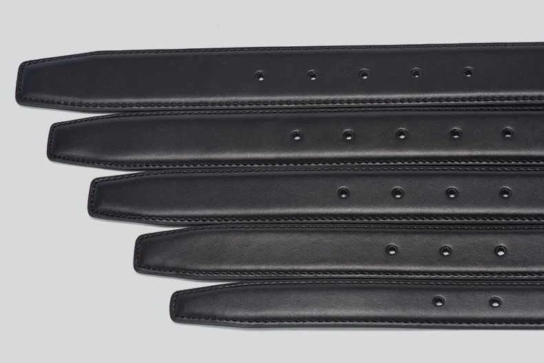 Cintura In Vera Pelle Nera Senza Fibbia - Larghezze 2.4, 2.8, 3.0, 3.5, 3.8 Cm - Corpo Cinturino Uomo Con Fibbia Ad Ardiglione Inclusa