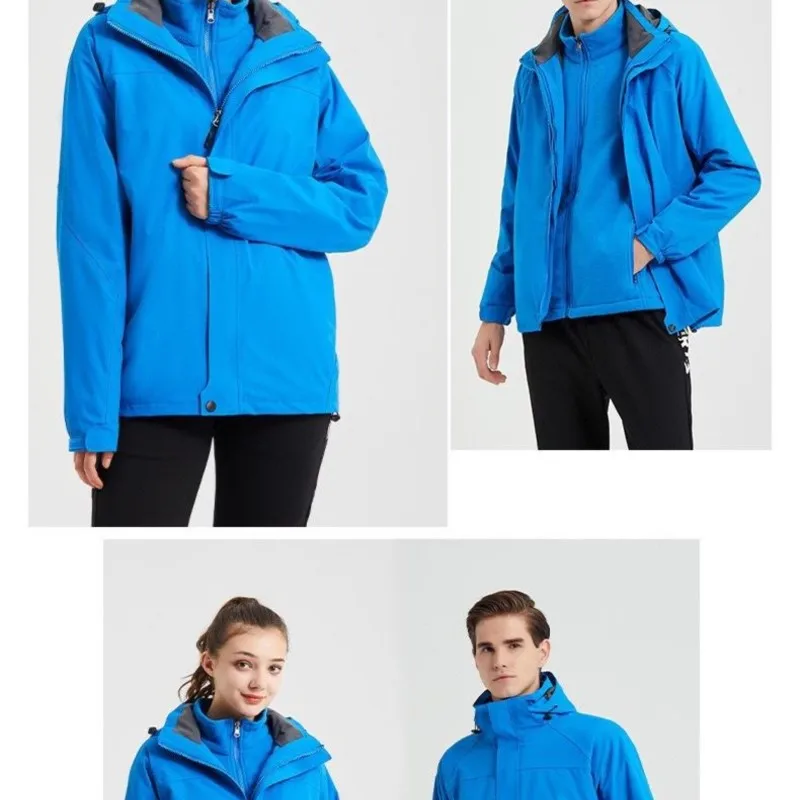 Cycling City Outdoor Two-piece Jacket Winter Fleece Thickened Warm Cycling Jacket Waterproof Windproof Detachable Hooded