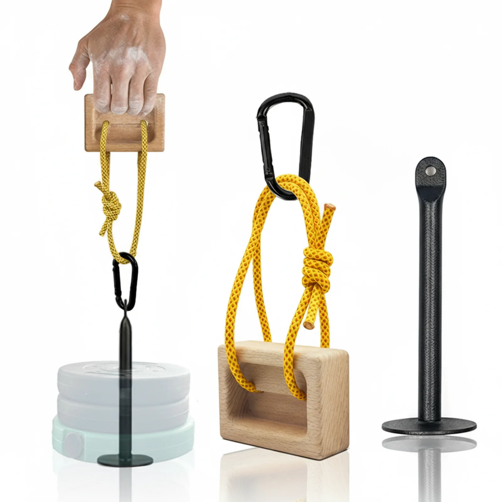 Climbing Hangboard Set Loading Pin Dual-Pocket Wooden Pinch Grip Blocks for Finger and Forearm Strength Training