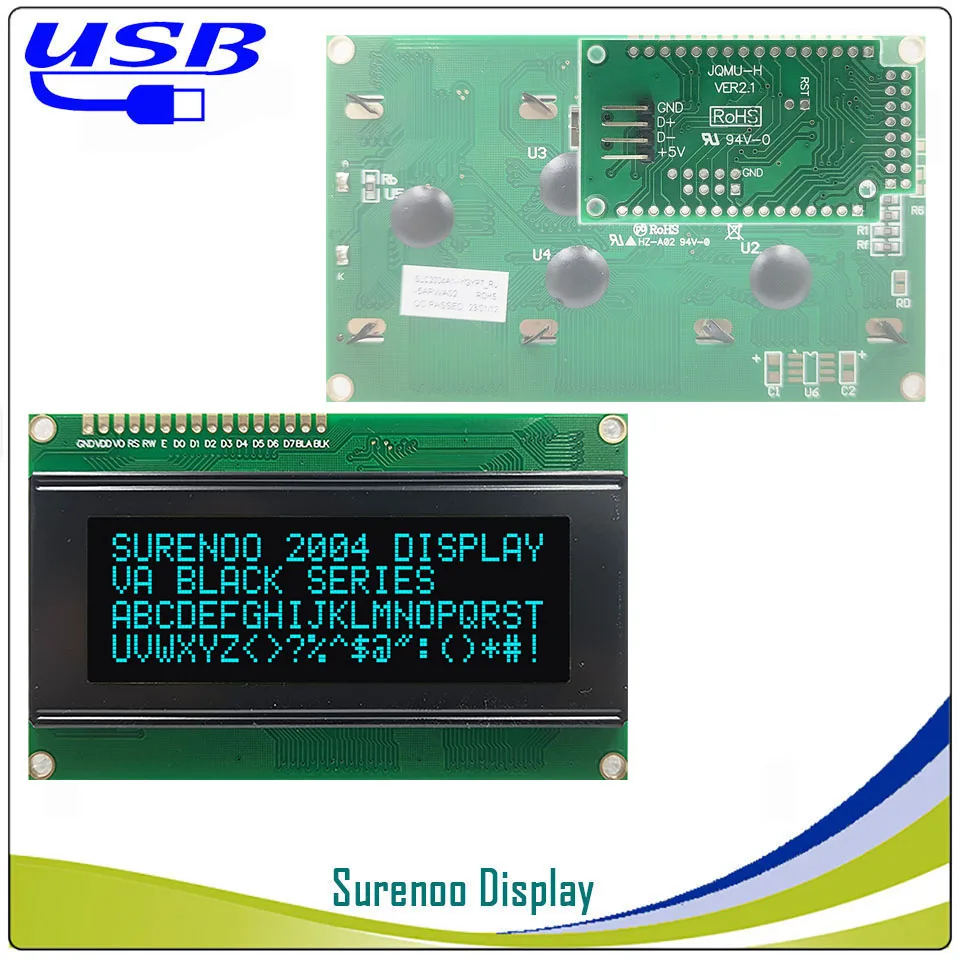 Фото ЖК-дисплей Surenoo 2USB USB 204 20X4 2004 символьный ЖК-модуль, панель экрана, подходящий ЖК-дисплей Smartie & AIDA64 для самостоятельного ПК №5