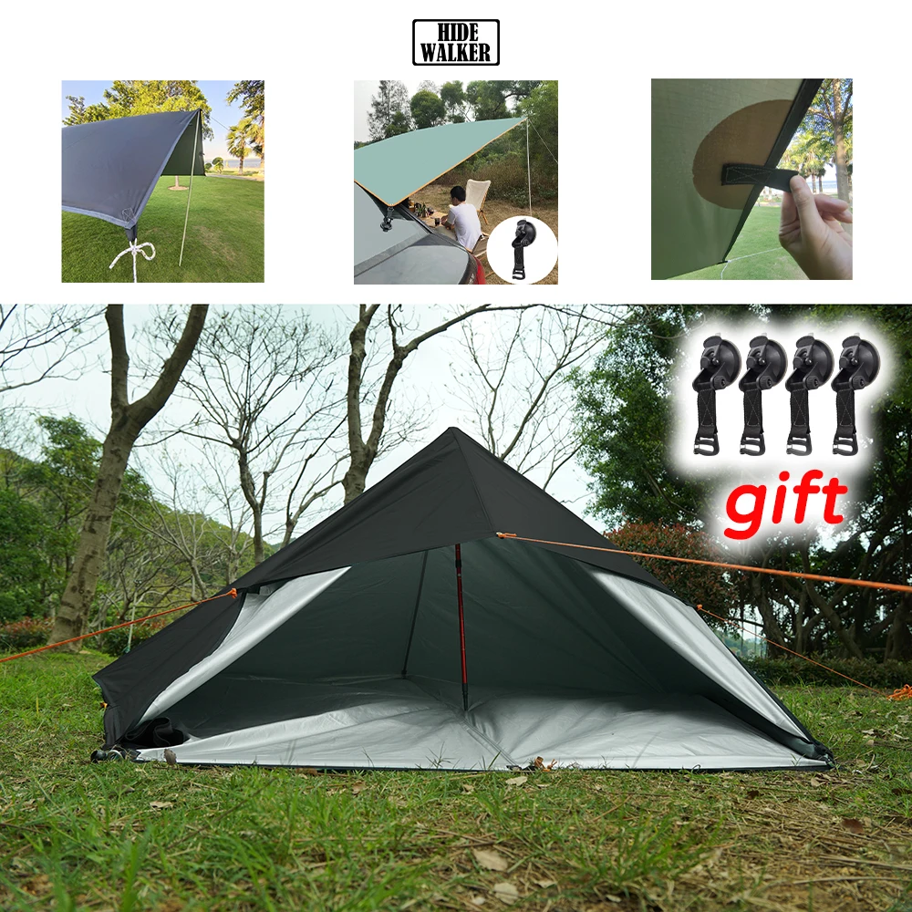 

19 Hanging Points Camping Tarp Set 3x3 4x4 Waterproof Outdoor Sun Shelter Backpacking Hiking Black Car Side Awning Camo Tarp 3x4