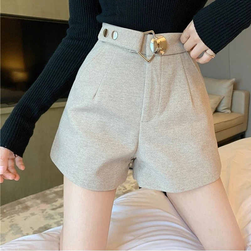 Fashion Black High Waist Shorts Spring Autumn New Solid All-match Loose Youth Casual Wide Leg Pants Vintage Trend Women Clothing